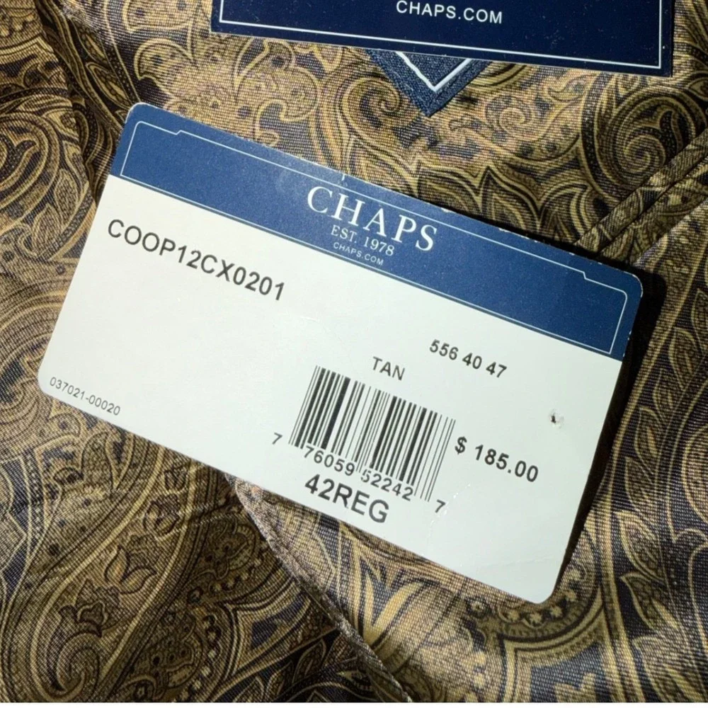 Chaps Mens Tan Corduroy Two Button Blazer Sport Coat‎ 42 Regular NWT